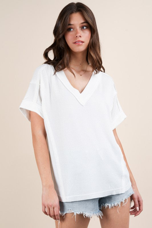 Two Toned Top-White