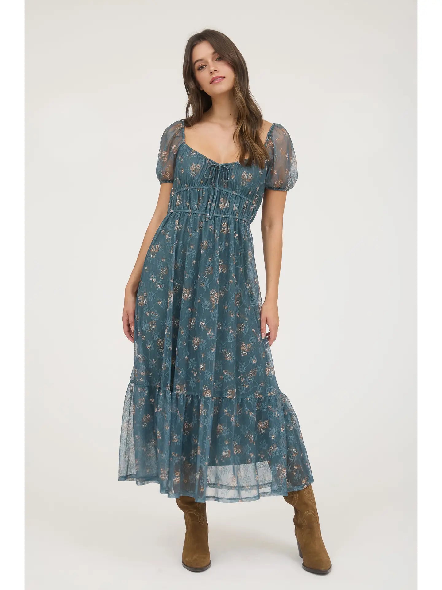 Floral Front Tie Midi Dress NW Wildflower Boutique Floral Front Tie Midi Dress NW Wildflower Boutique
