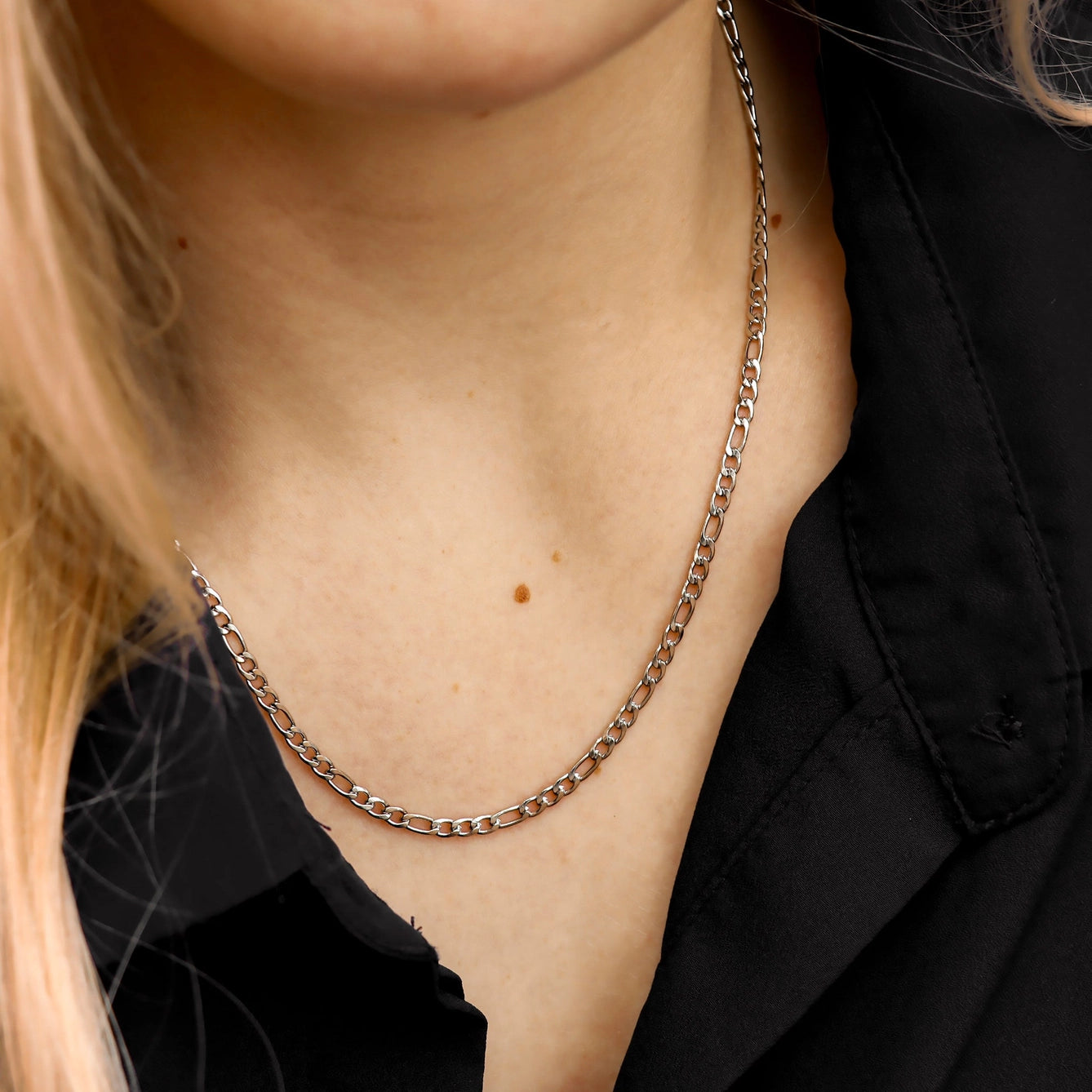 Figaro Chain Necklace-Silver