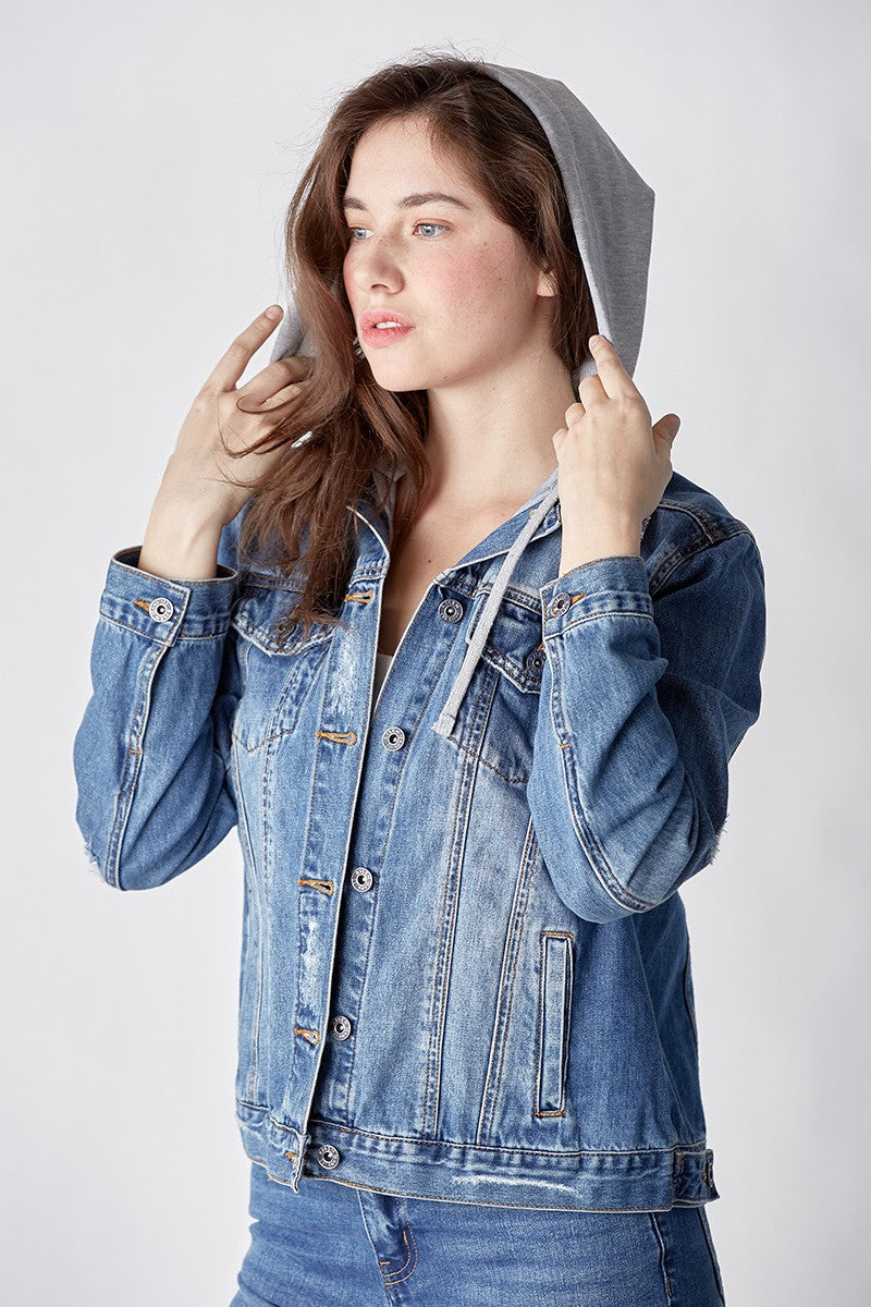 Relaxed Trucker Jacket with Hood