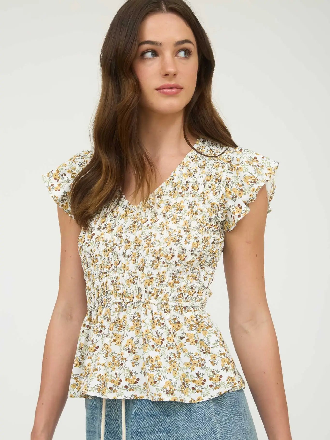 Floral V Neck Top