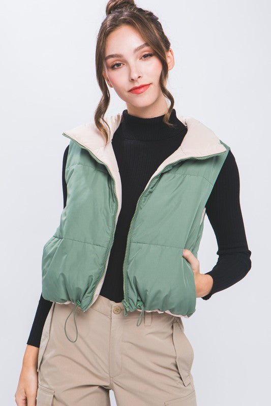 Solid Reversible Vest-Olive