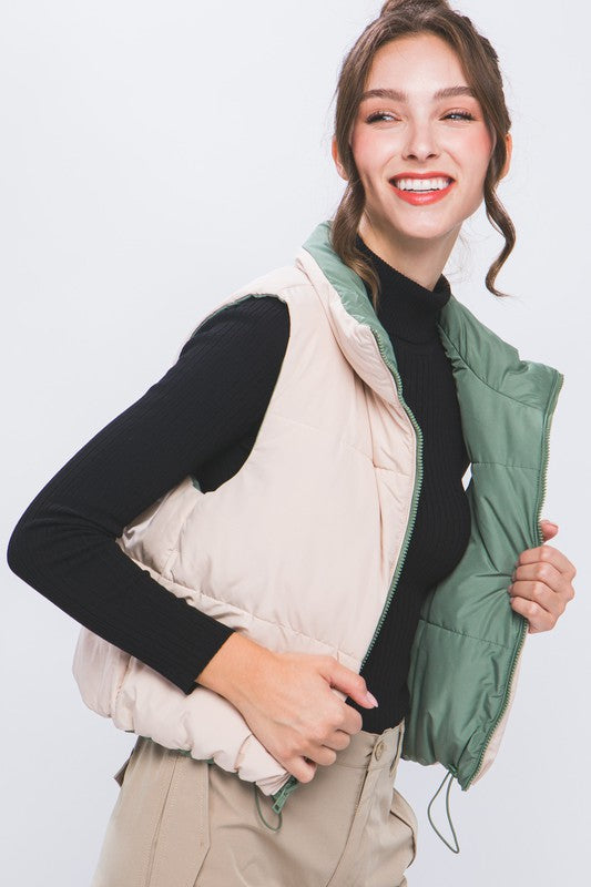 Solid Reversible Vest-Olive