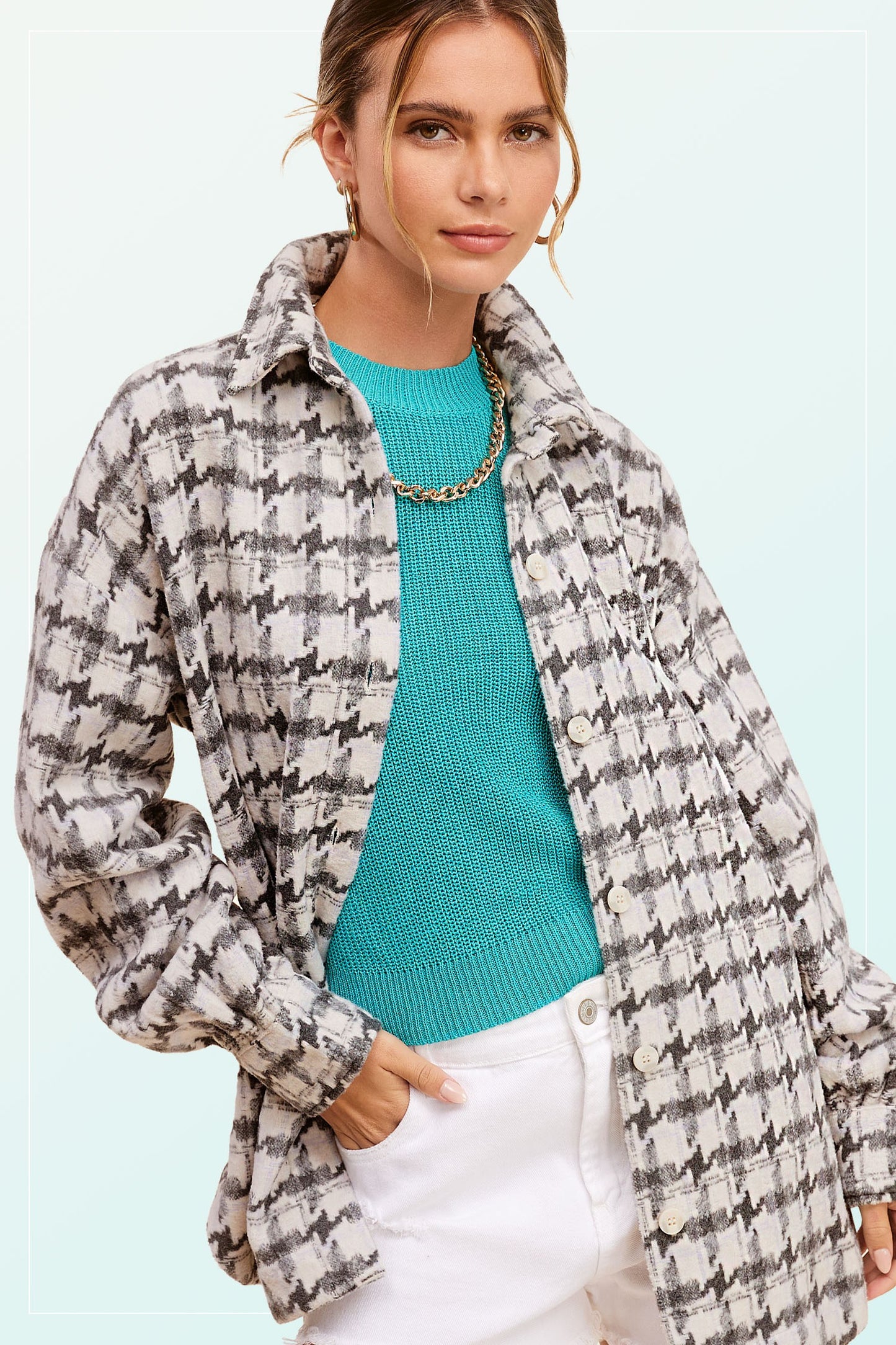 Houndstooth Brushed Shacket