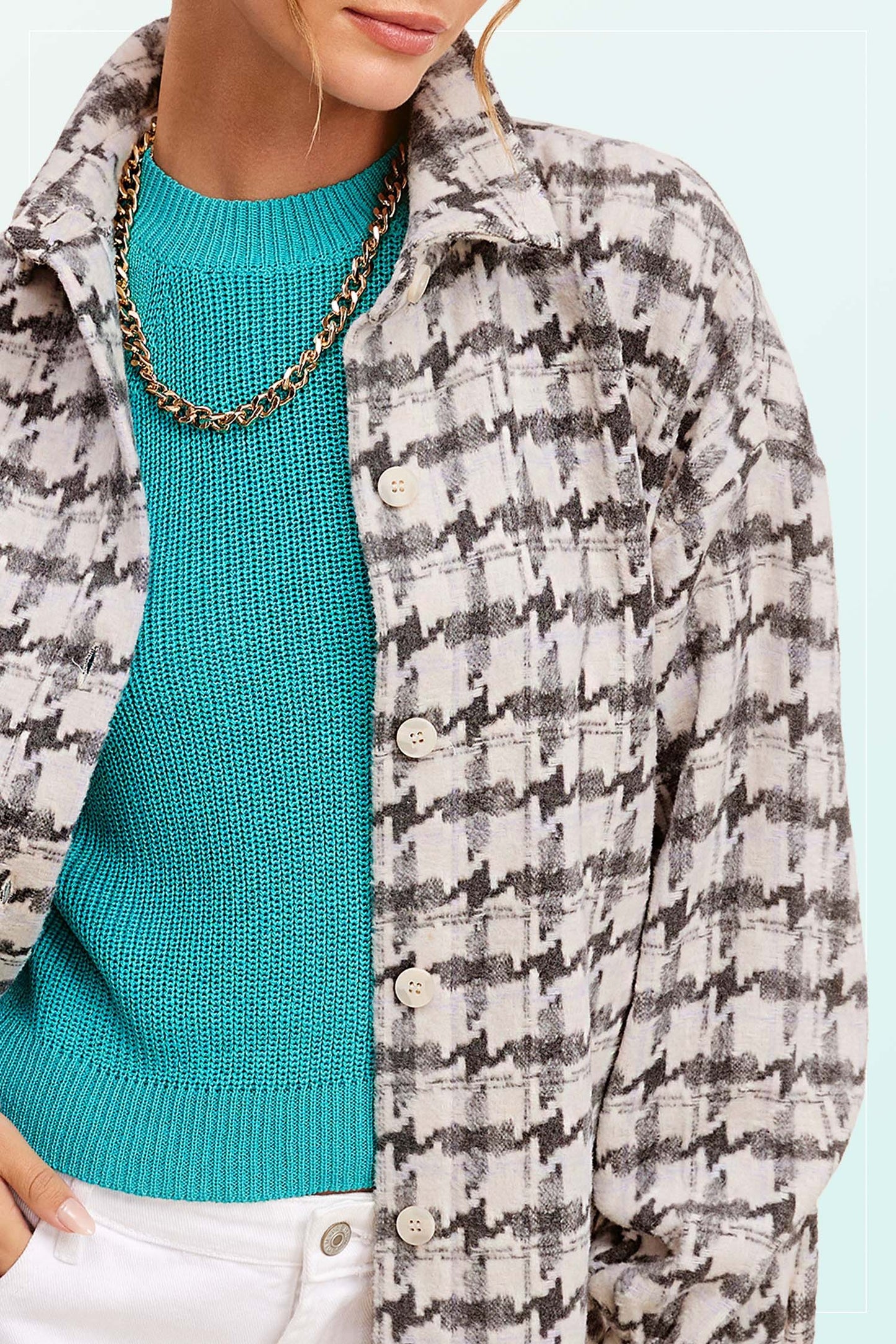Houndstooth Brushed Shacket