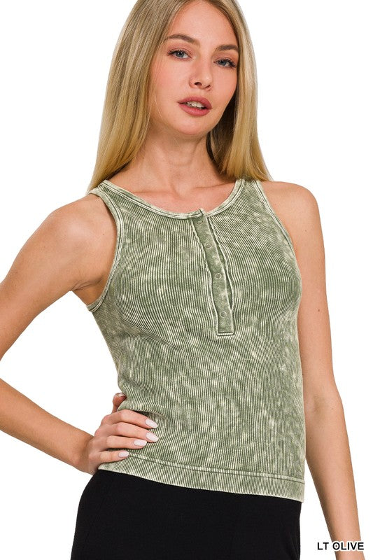 Ribbed Button Up Tank