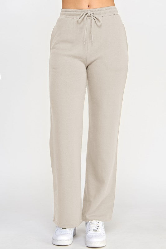 Straight Leg Joggers-Beige