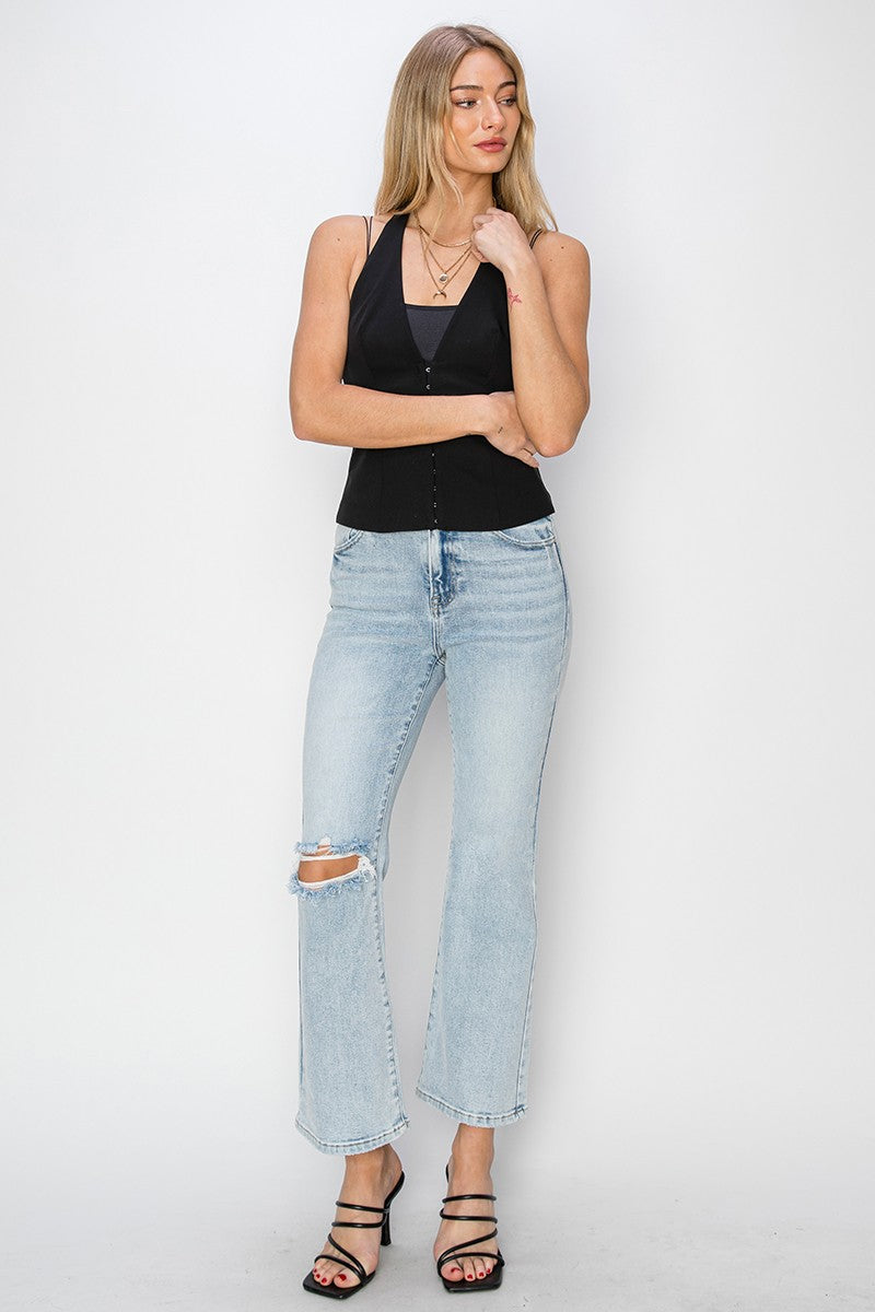 Light Wash Crop Flare Jeans