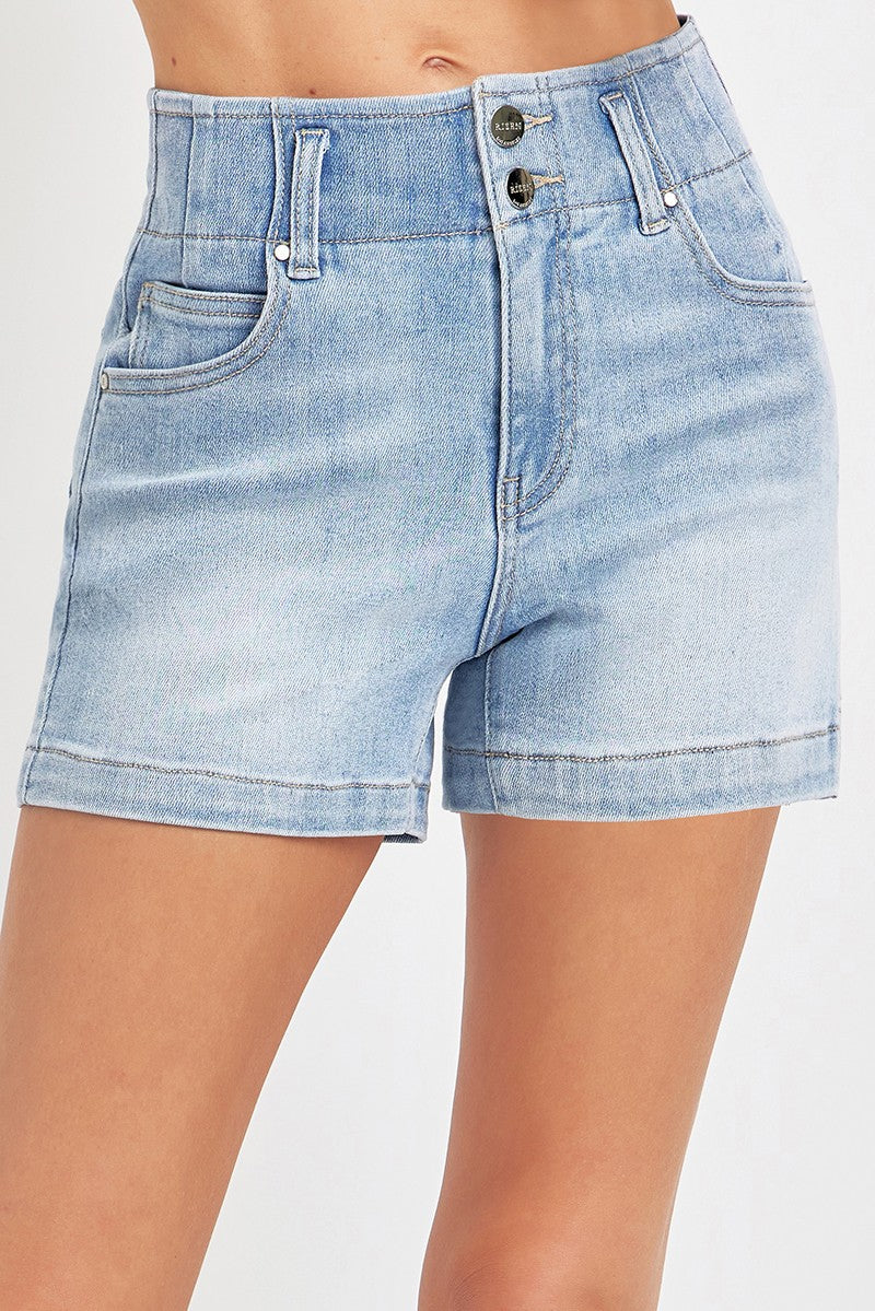 Seam Detail Risen Denim Shorts