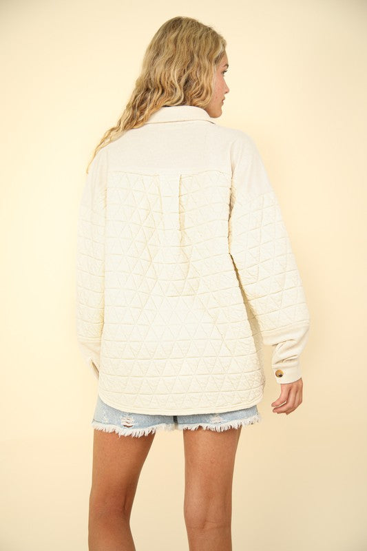 Oversized Quilted Jacket-Ivory