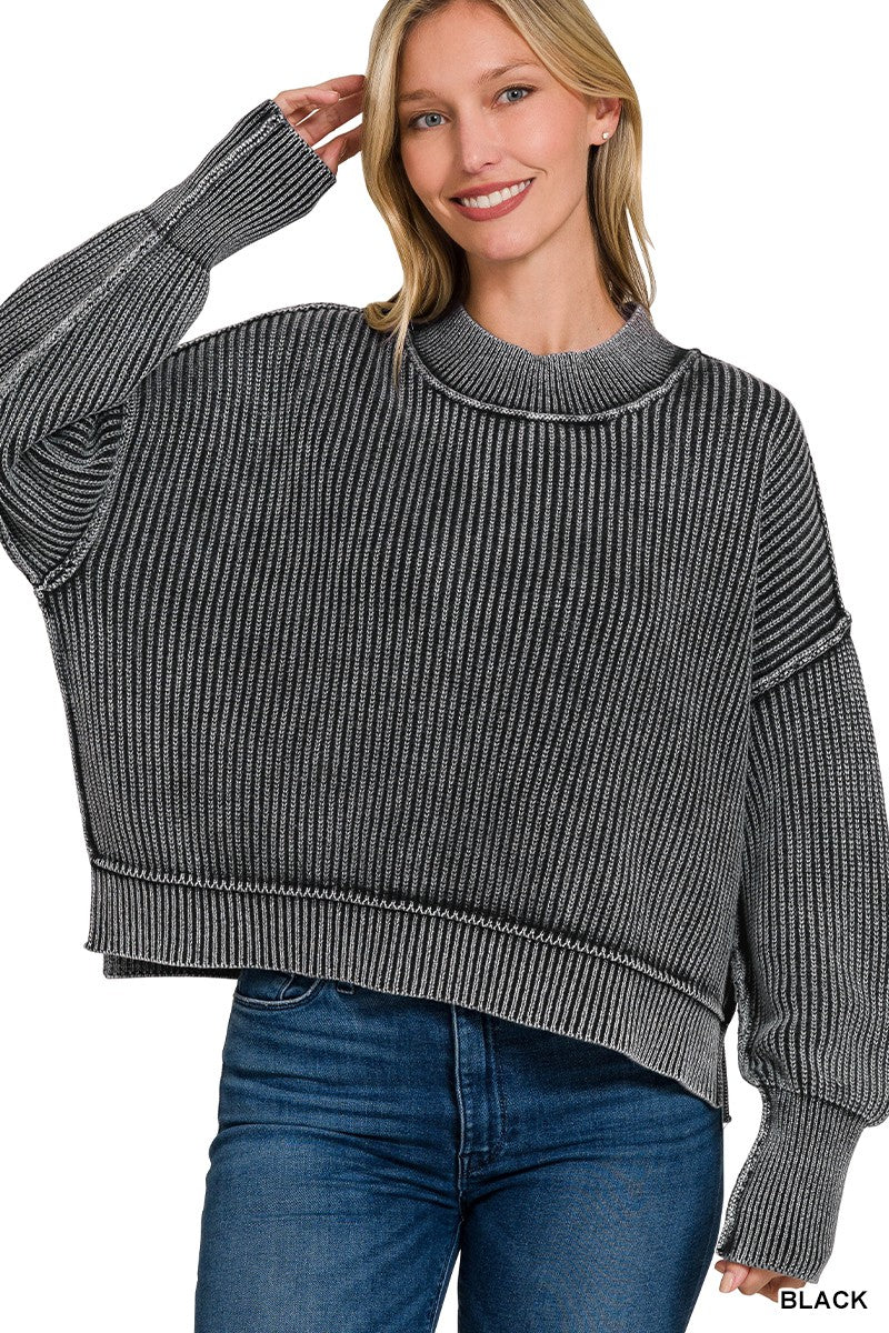 Washed Side Slit Sweater