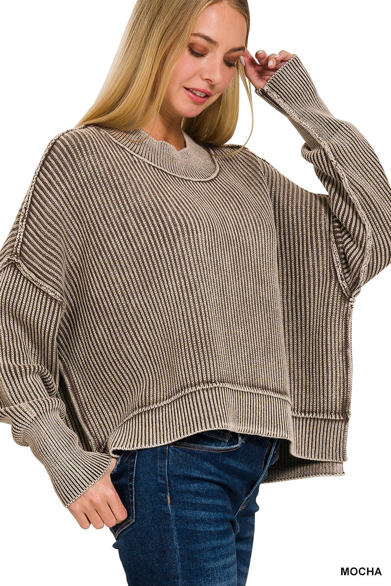 Washed Side Slit Sweater