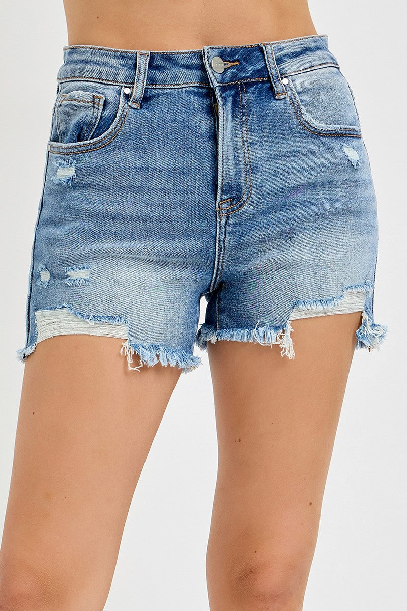 Medium High Rise Distressed Shorts