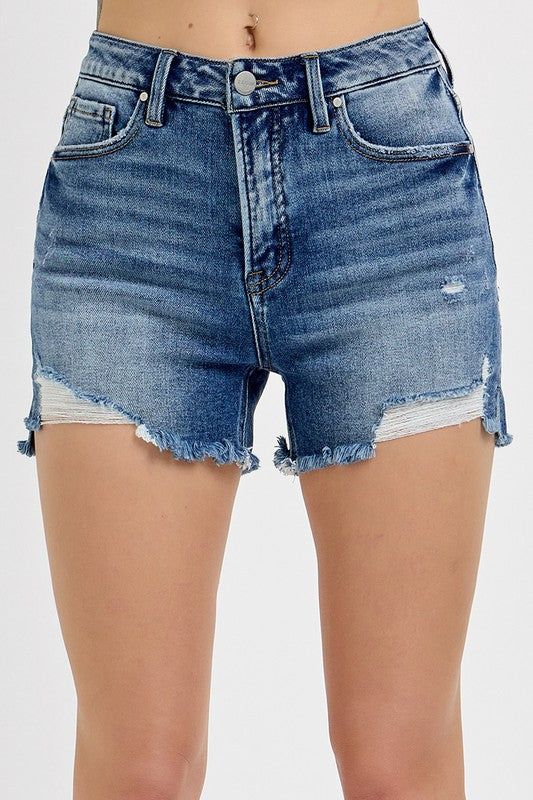 Dark Side Step Hem Risen Shorts