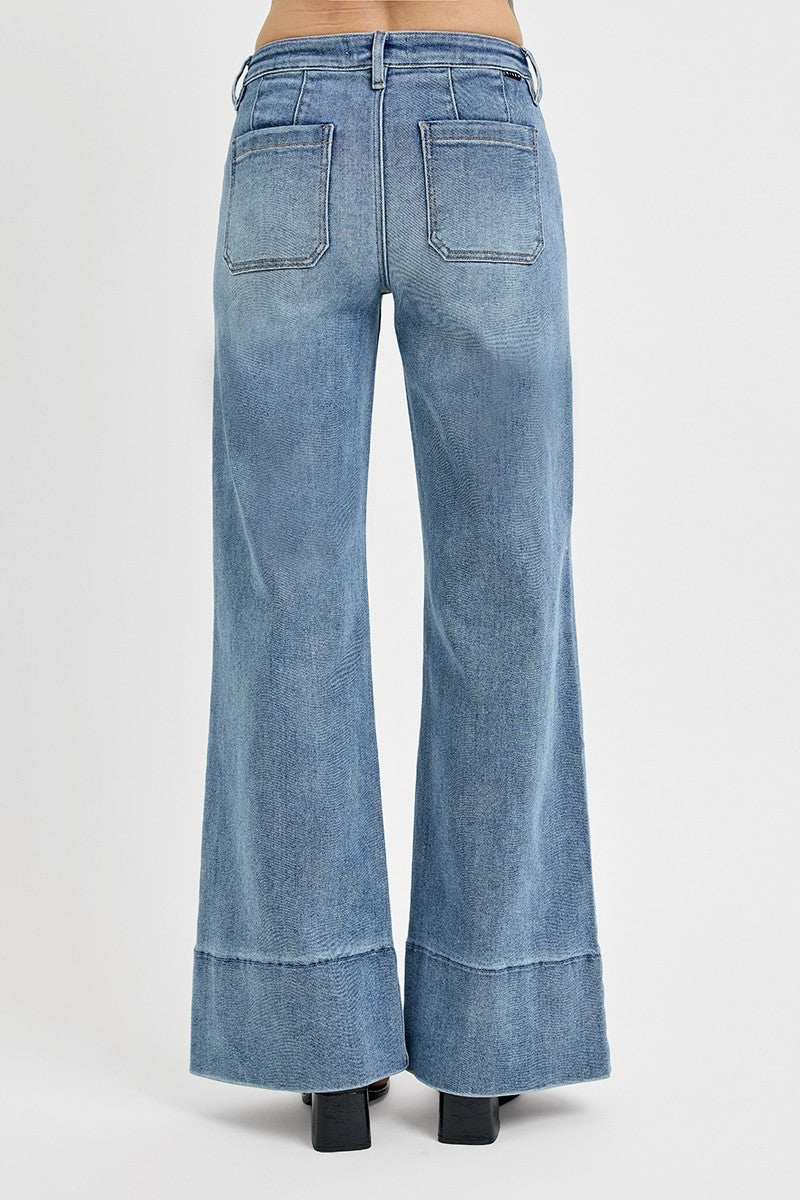 Medium Mid Rise Wide Risen Flare Jeans