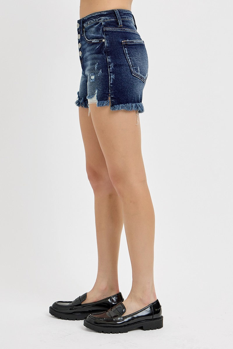 Button Down Side Step Shorts