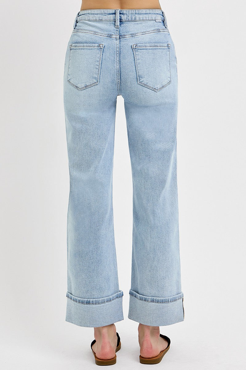 High Rise Ankle Cuff Risen Jeans