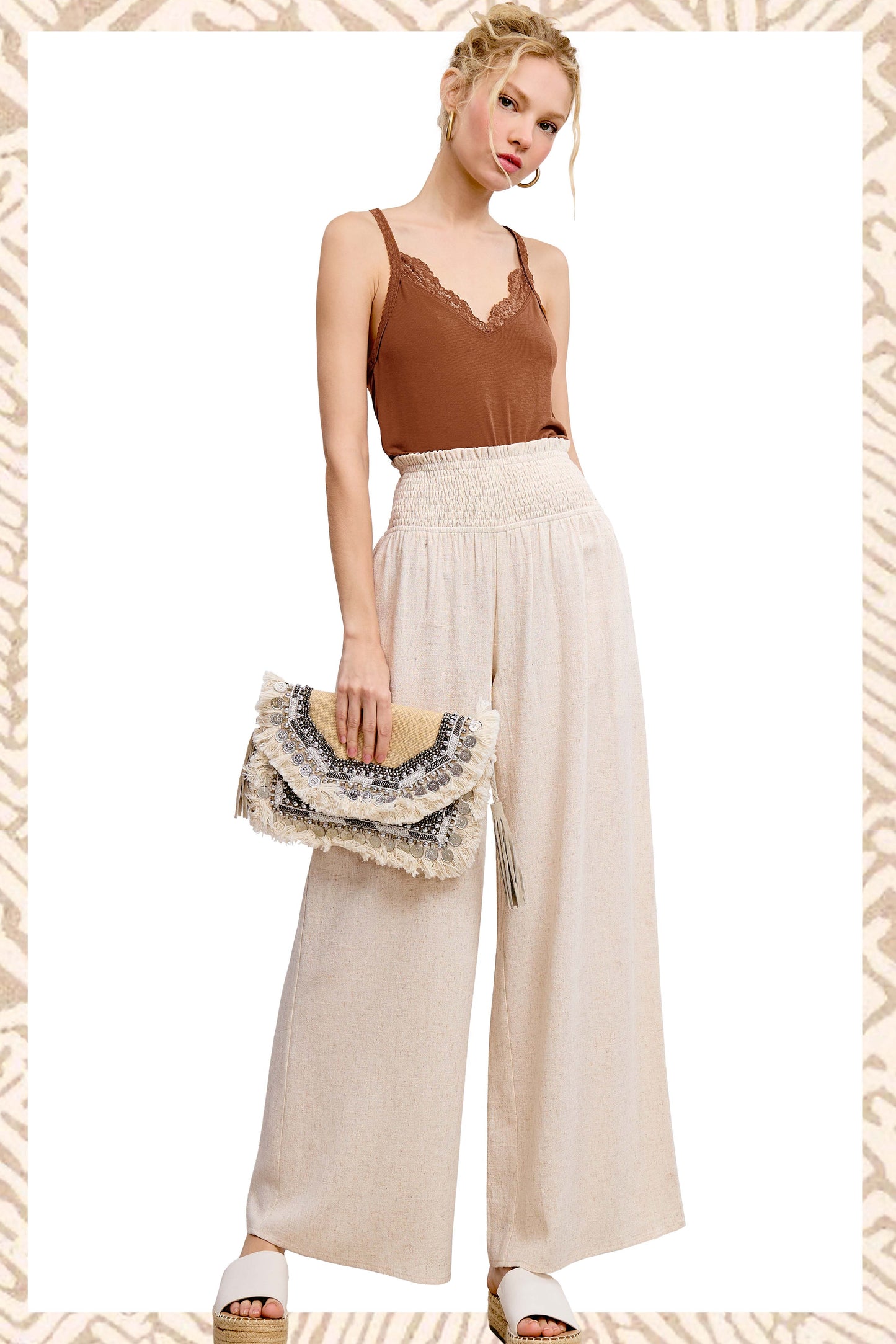 Smocked Waist Side Pocket Pants