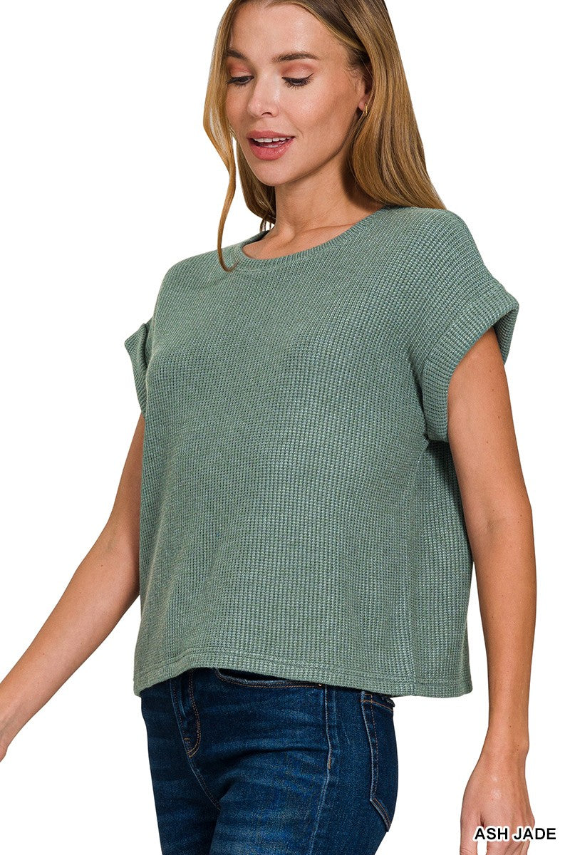 Short Sleeve Crew Neck Sweater Top