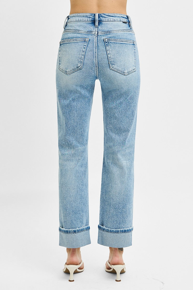 Tummy Control High Rise Straight Risen Jeans