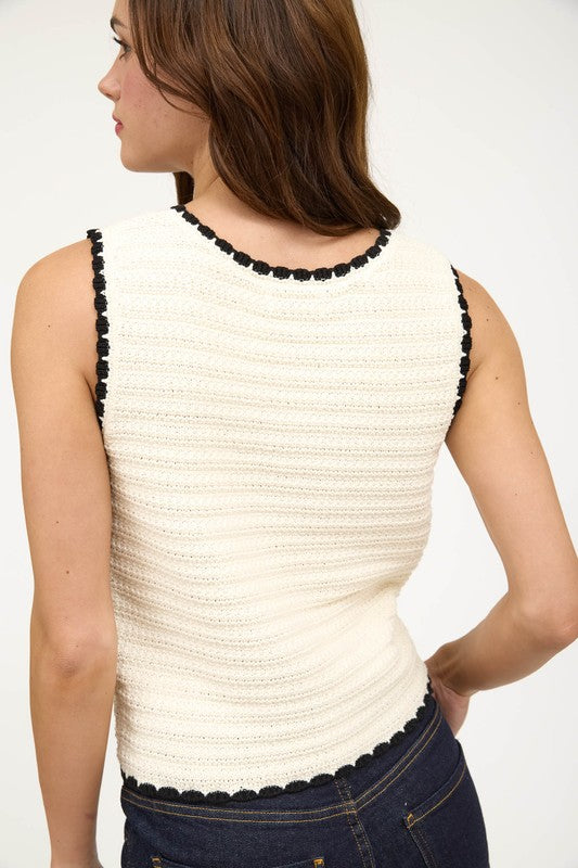 Contrast Trim Sweater Tank