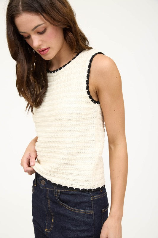 Contrast Trim Sweater Tank