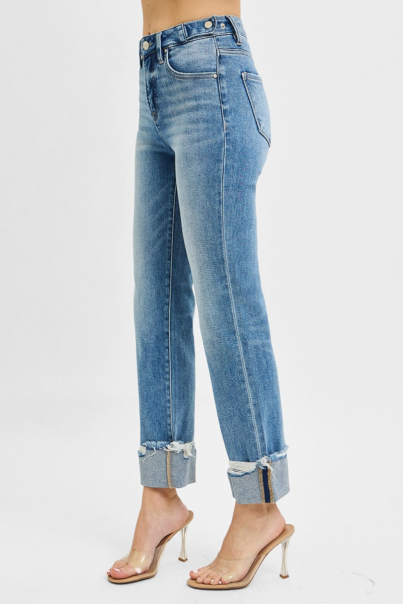 High Rise Crop Straight Risen Denim