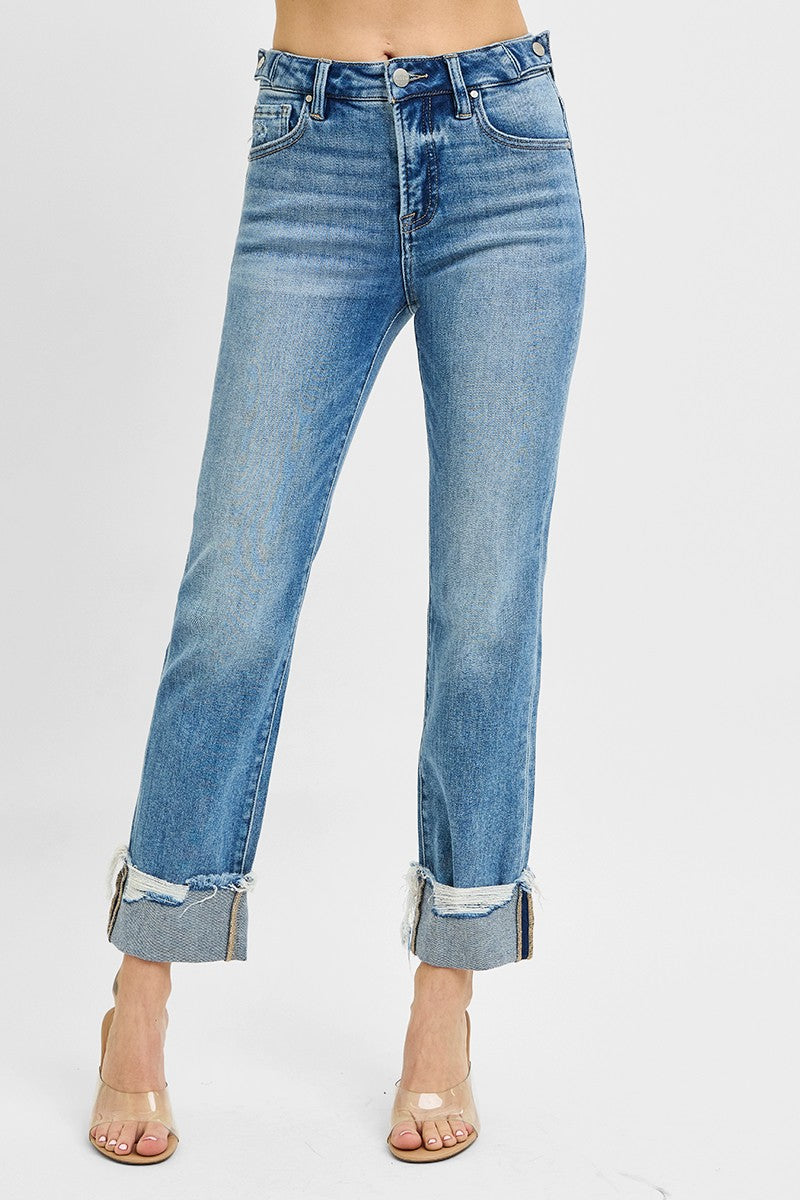 High Rise Crop Straight Risen Denim
