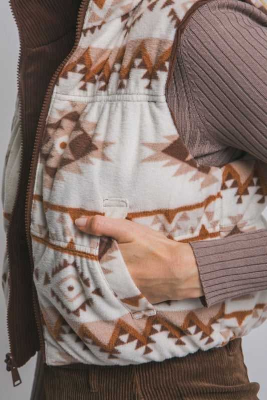 Corduroy Aztec Reversible Vest