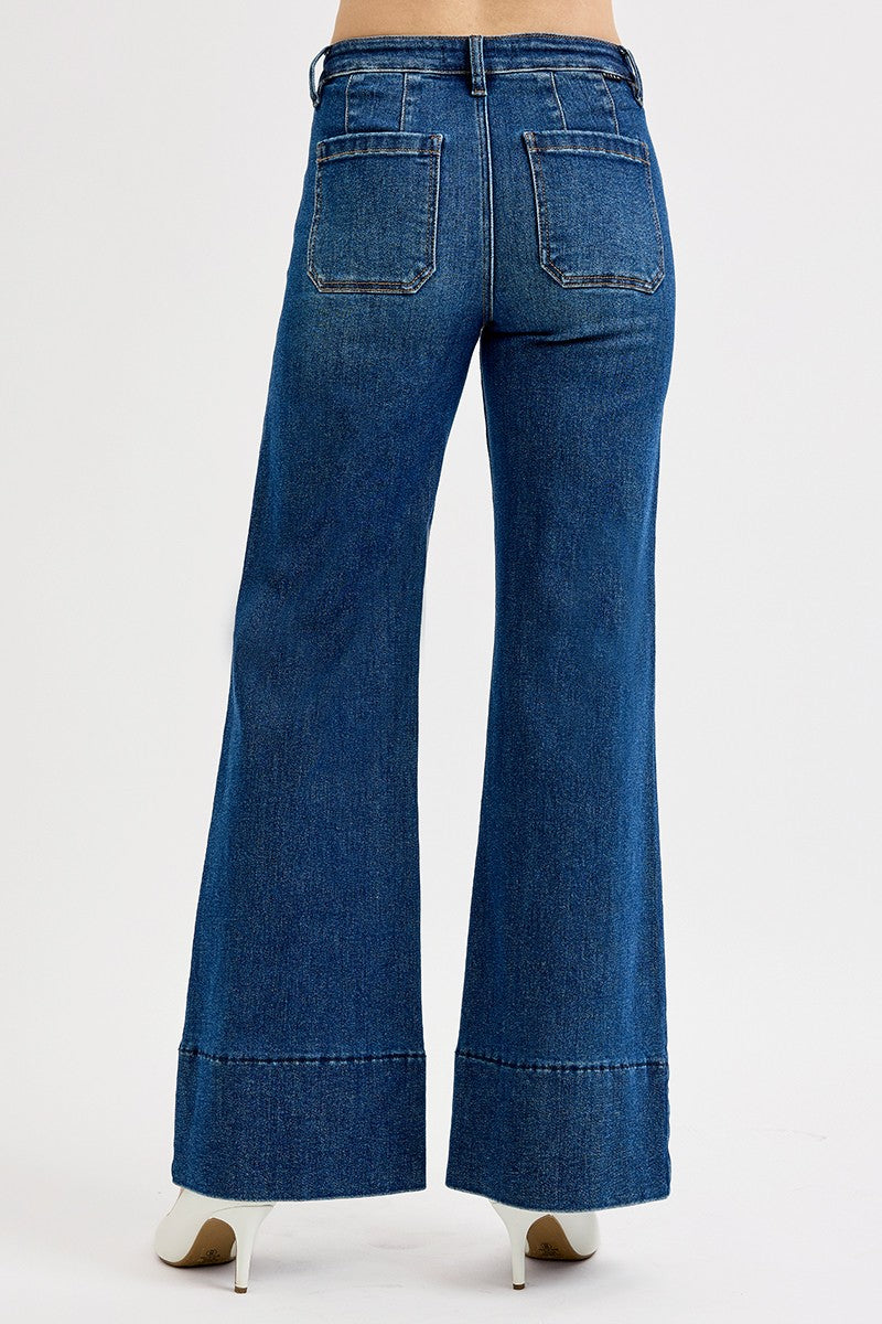 Mid Rise Wide Flare Risen Jeans