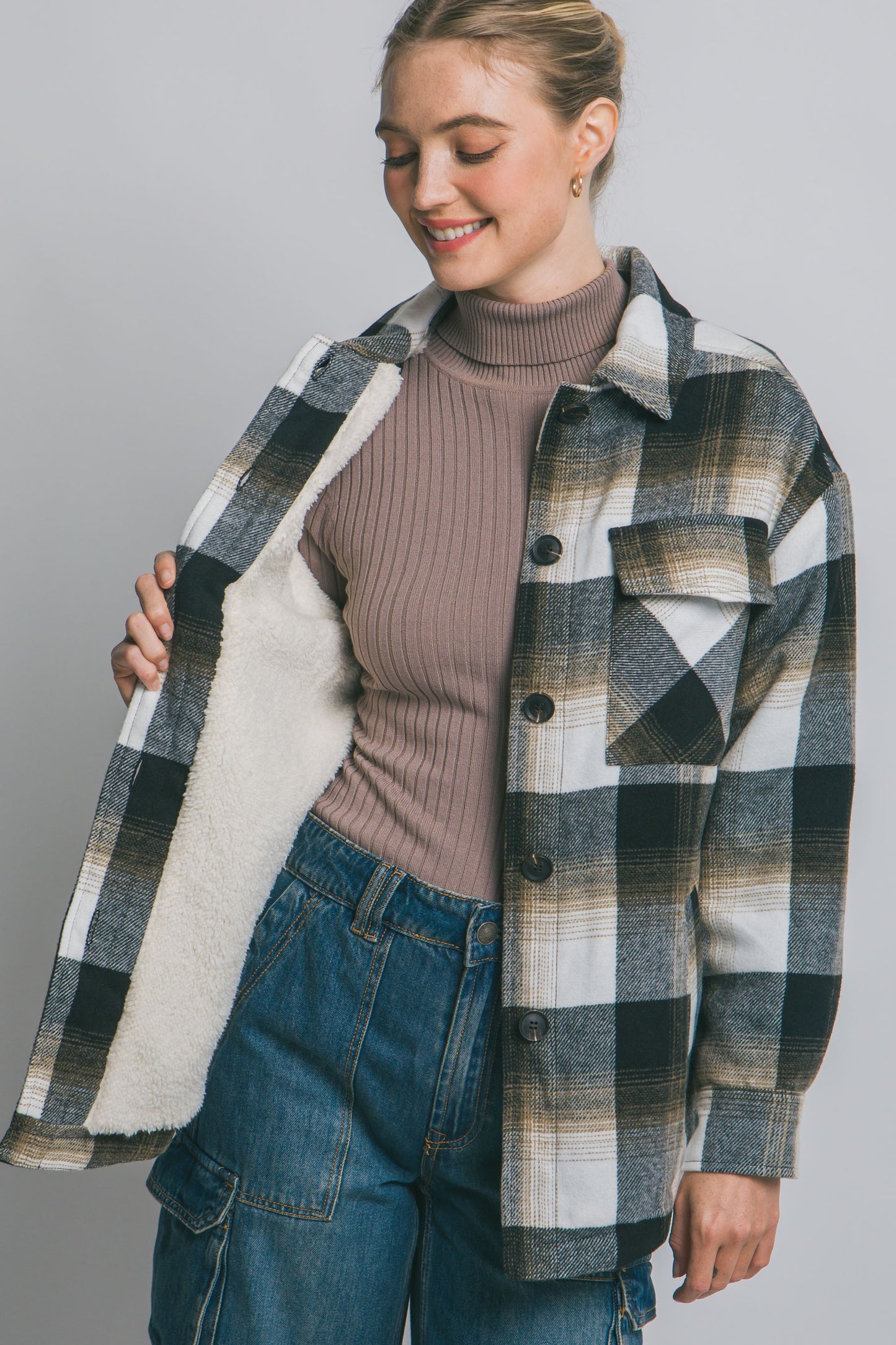 Plaid Button Up Jacket