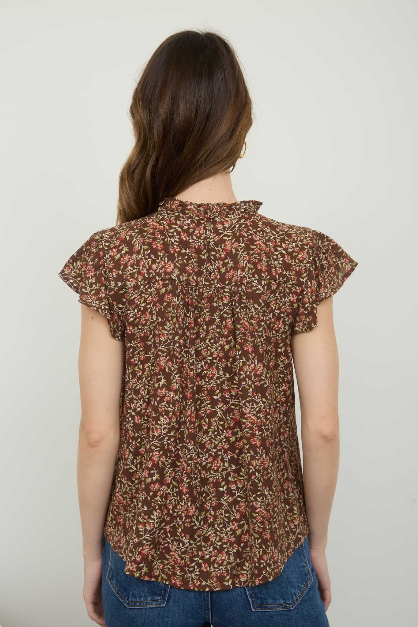 Floral Ruffle Short Sleeve Top