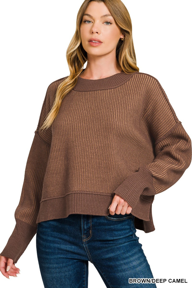 Exposed Seam Two Tone Sweater