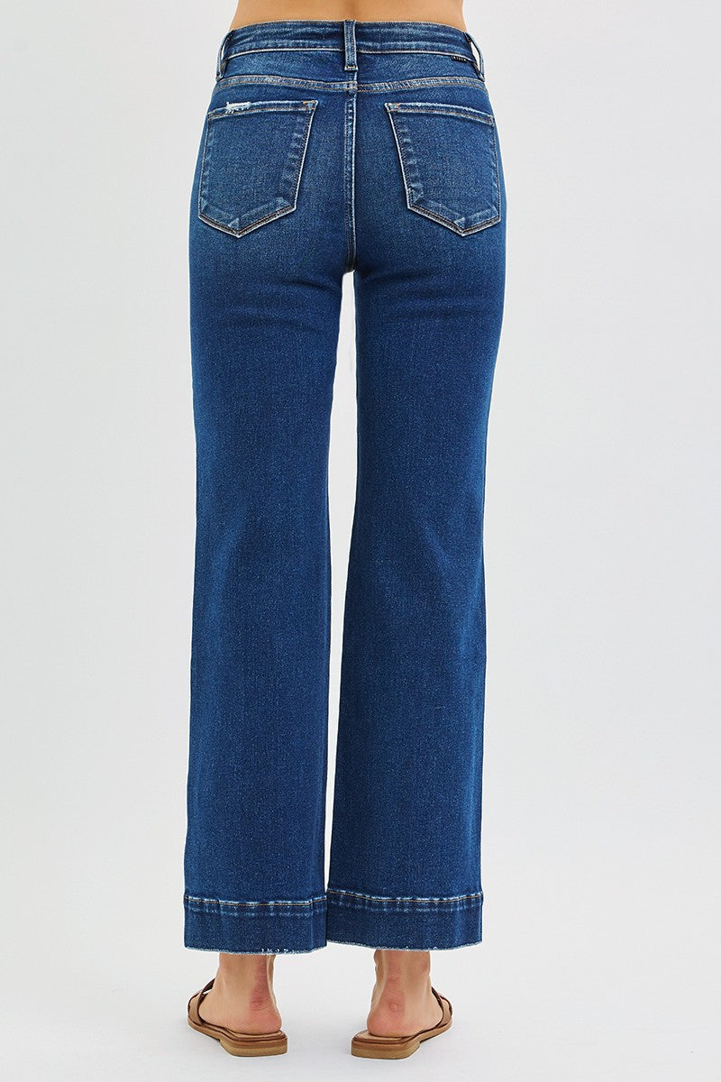 Dark Wash Tummy Control Straight Risen Jeans