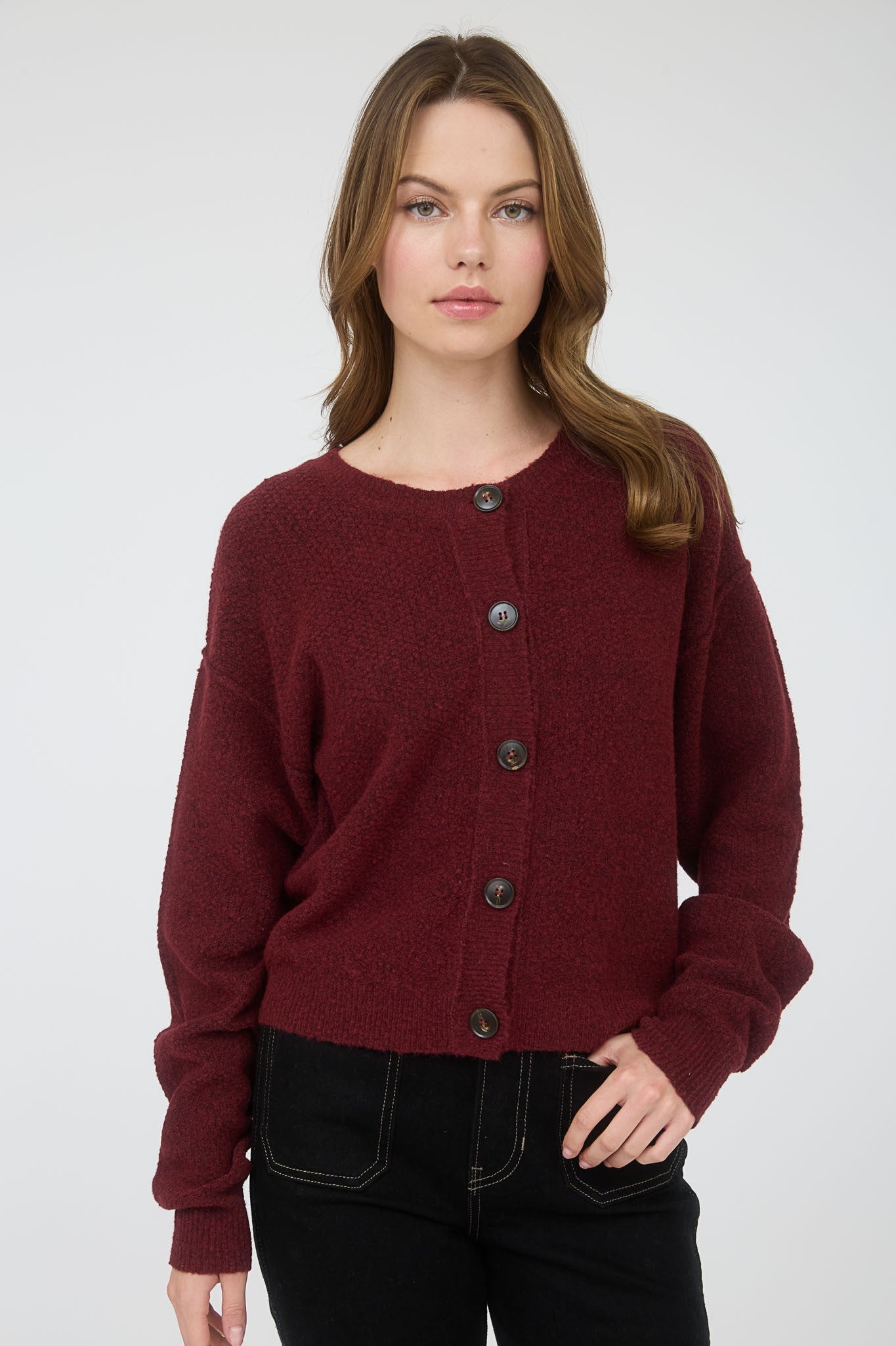 Ribbed Trim Cardigan