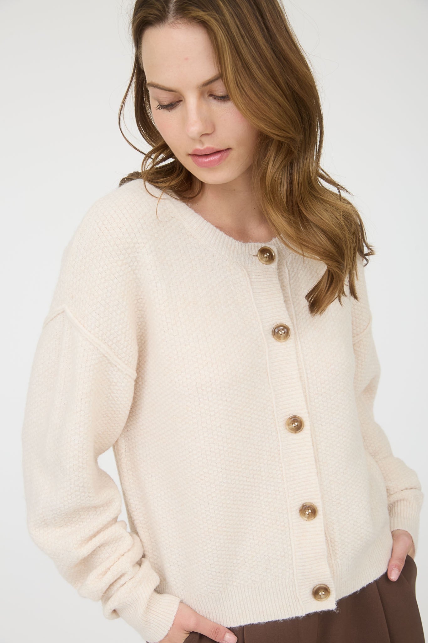 Ribbed Trim Cardigan