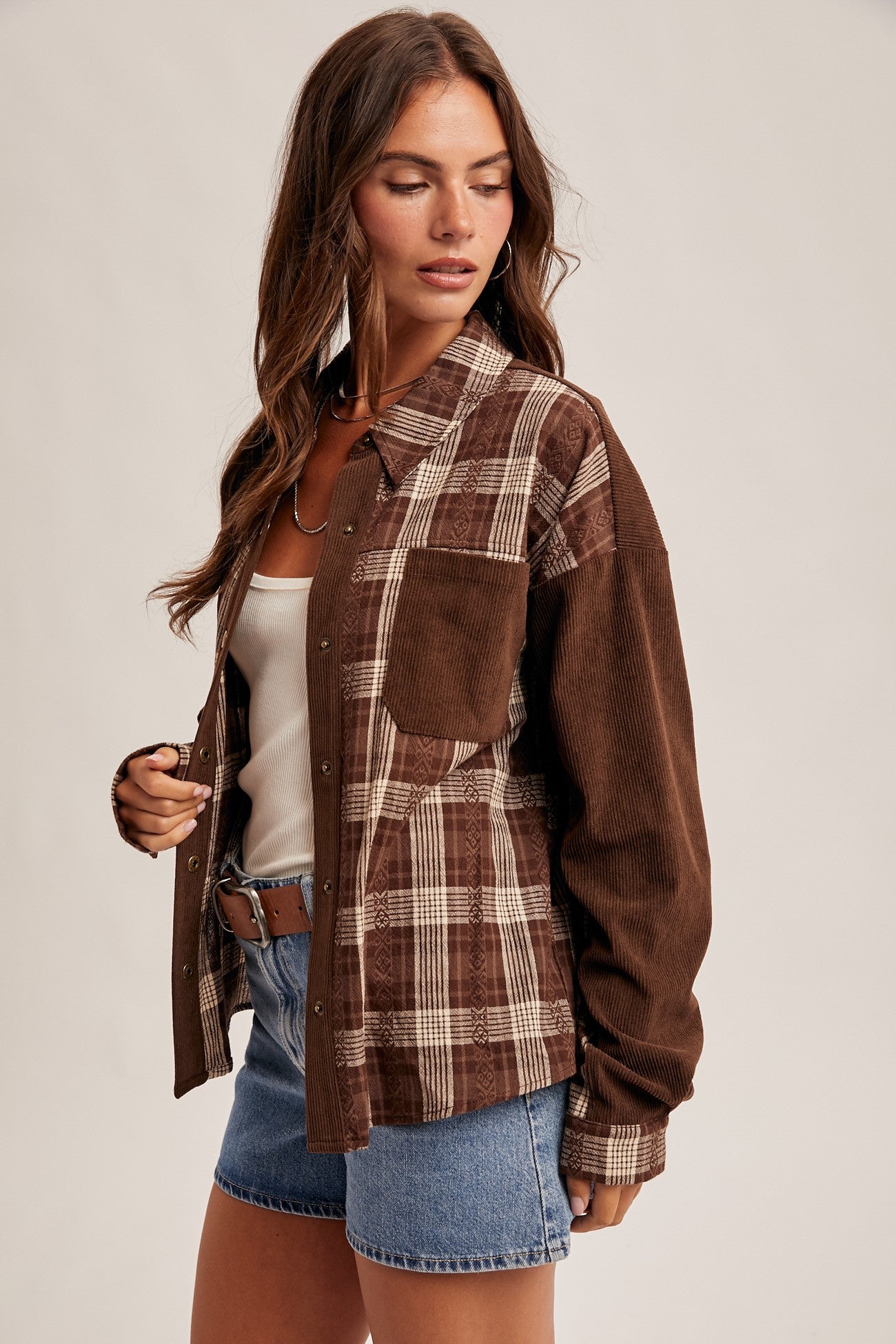 Corduroy Plaid Button Down Shirt