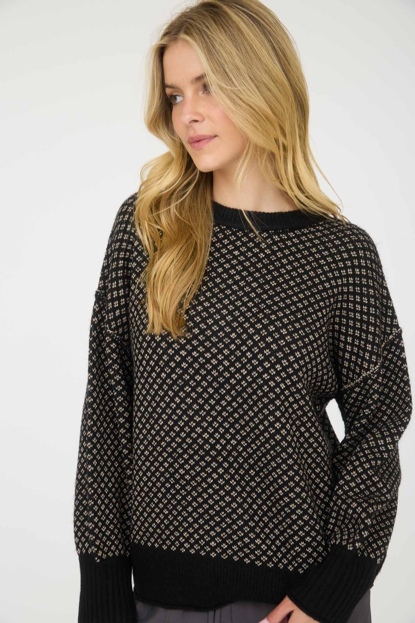 Mini Jacquard Crew Neck Sweater