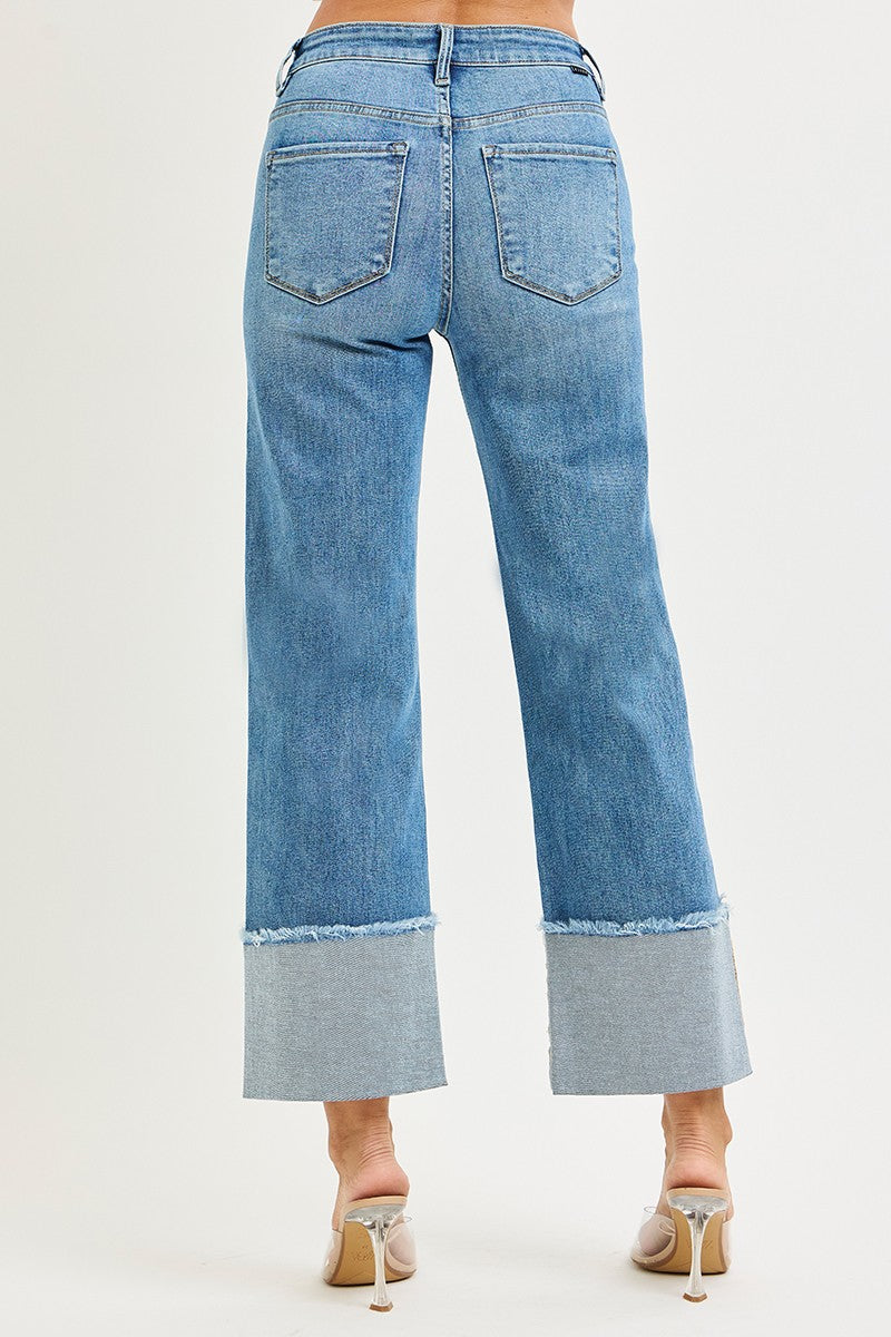Mid Rise Cuffed Risen Jeans