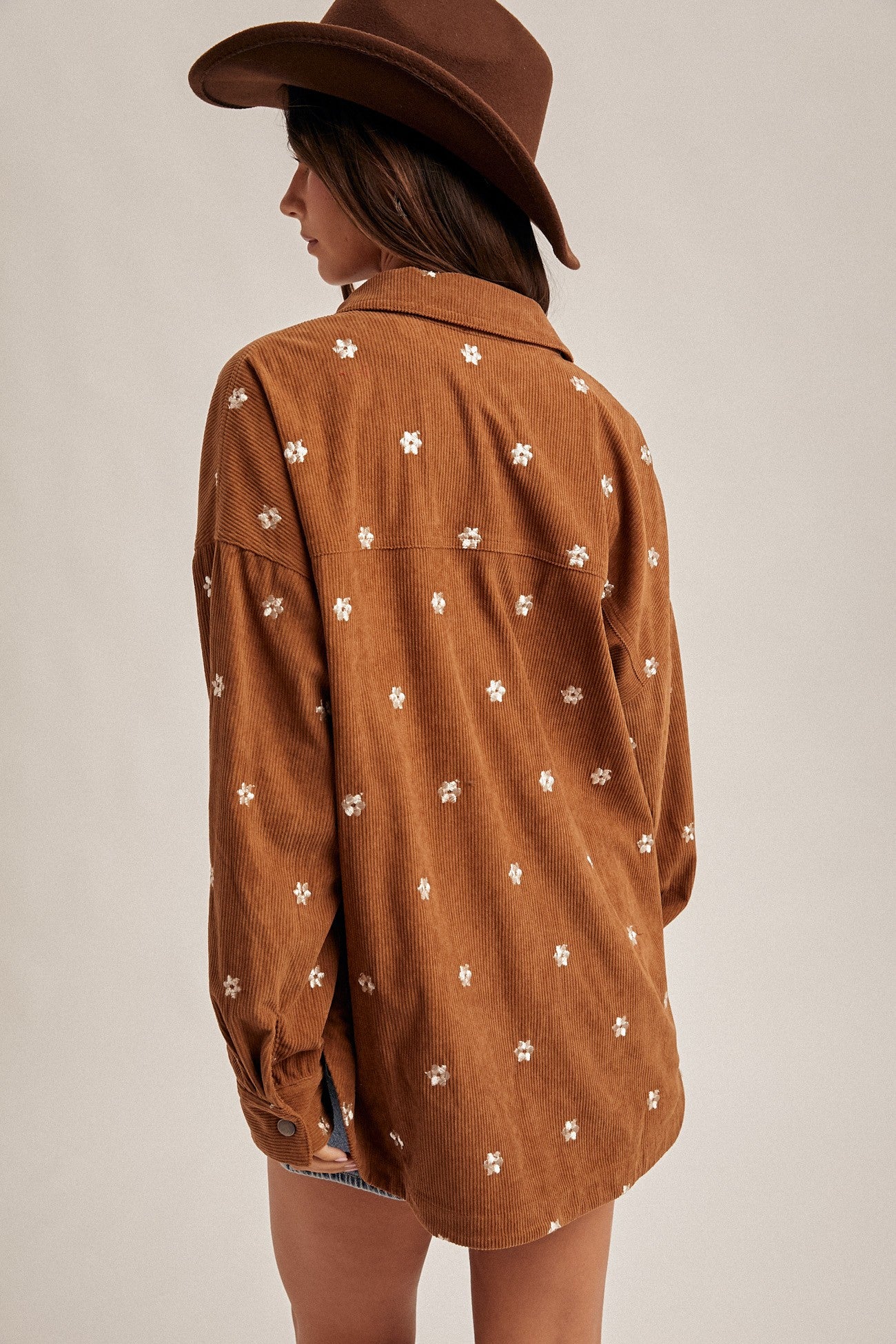 Floral Embroidery Shirt Jacket