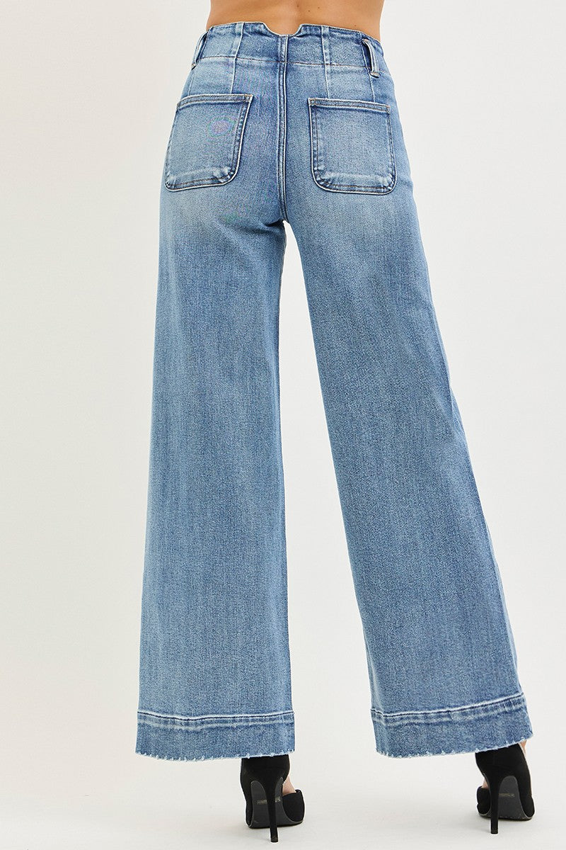 High Rise Ankle Wide Risen Jeans