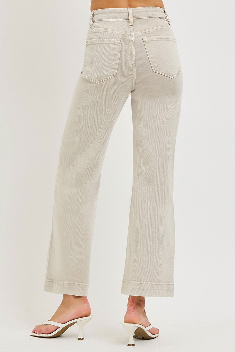 Almond High Rise Crop Risen Denim