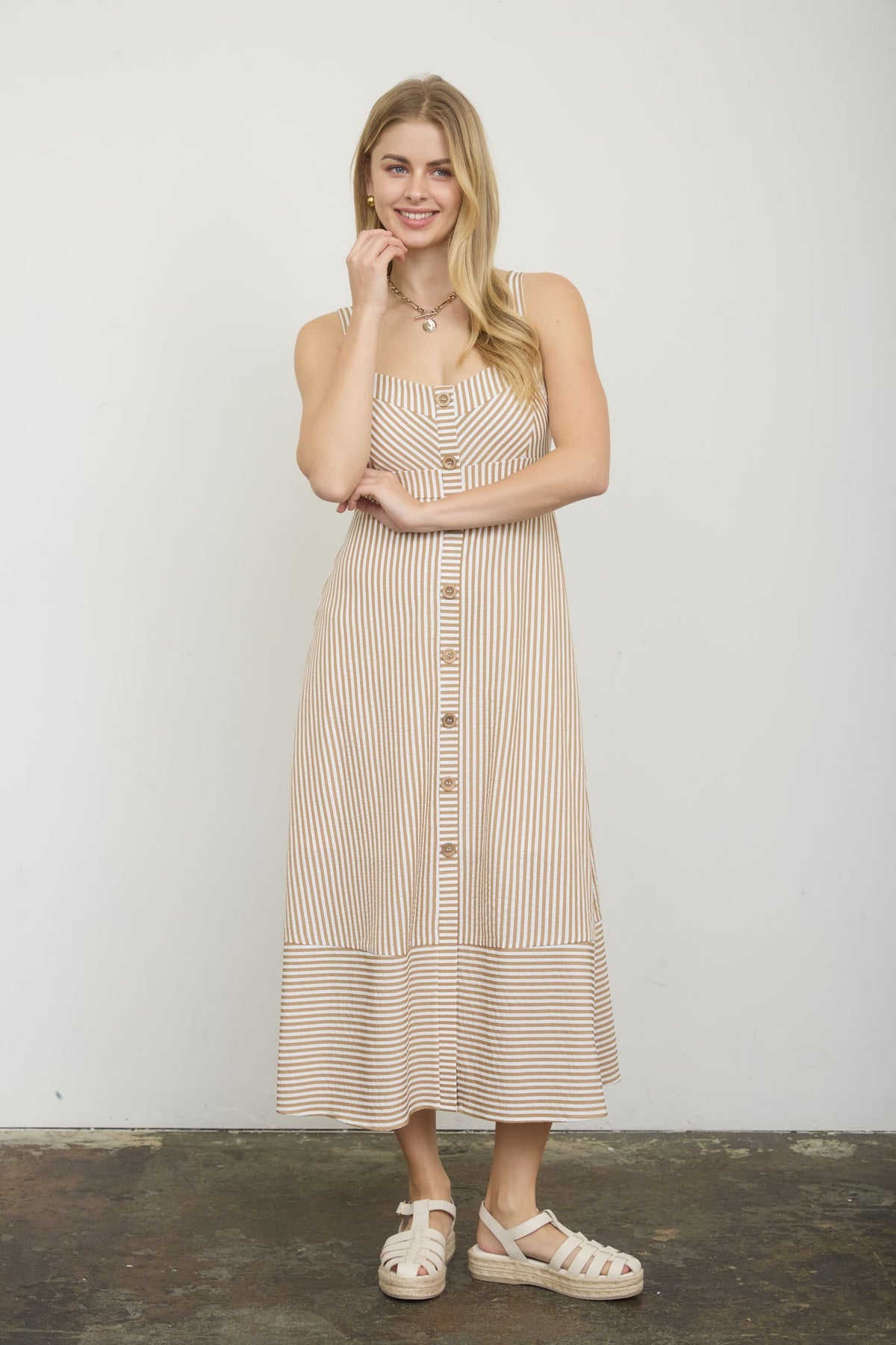 Stripe Sweetheart Button Down Dress