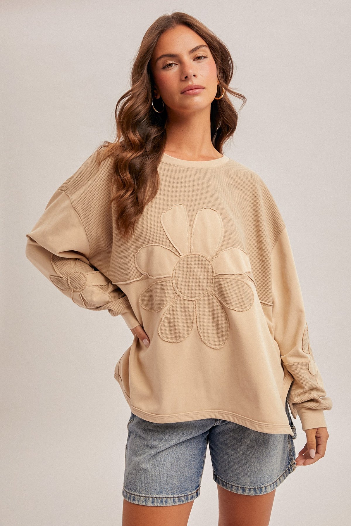 Two Tone Daisy Oversized Top