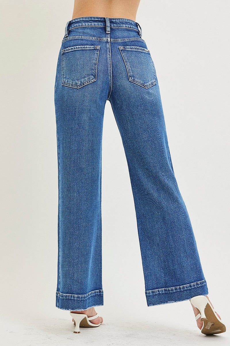High Rise Wide Ankle Risen Jeans