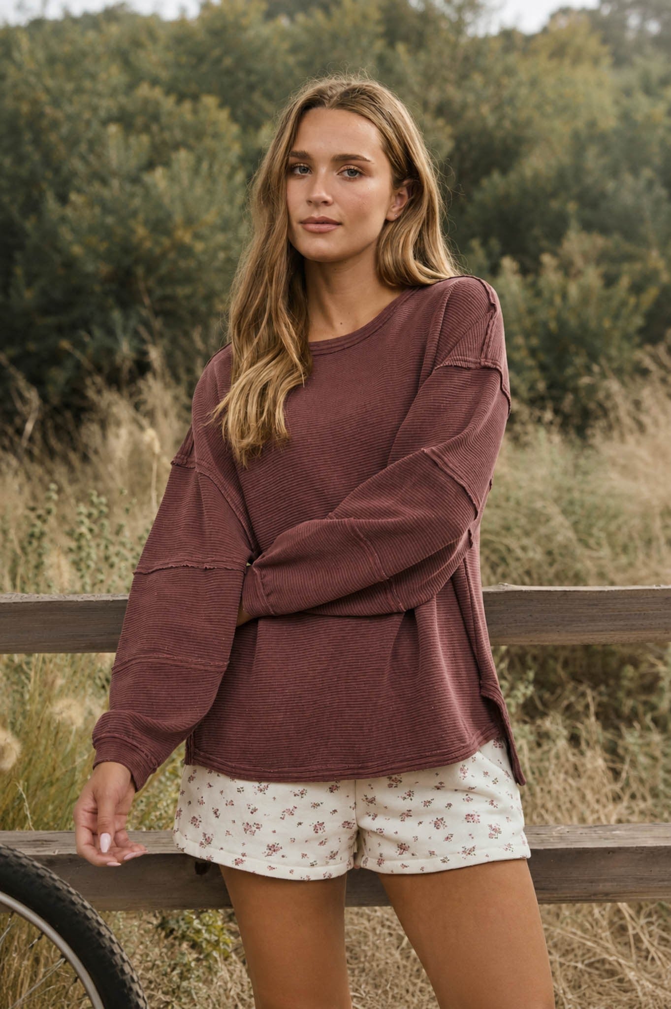 Exposed Seam Long Sleeve Top