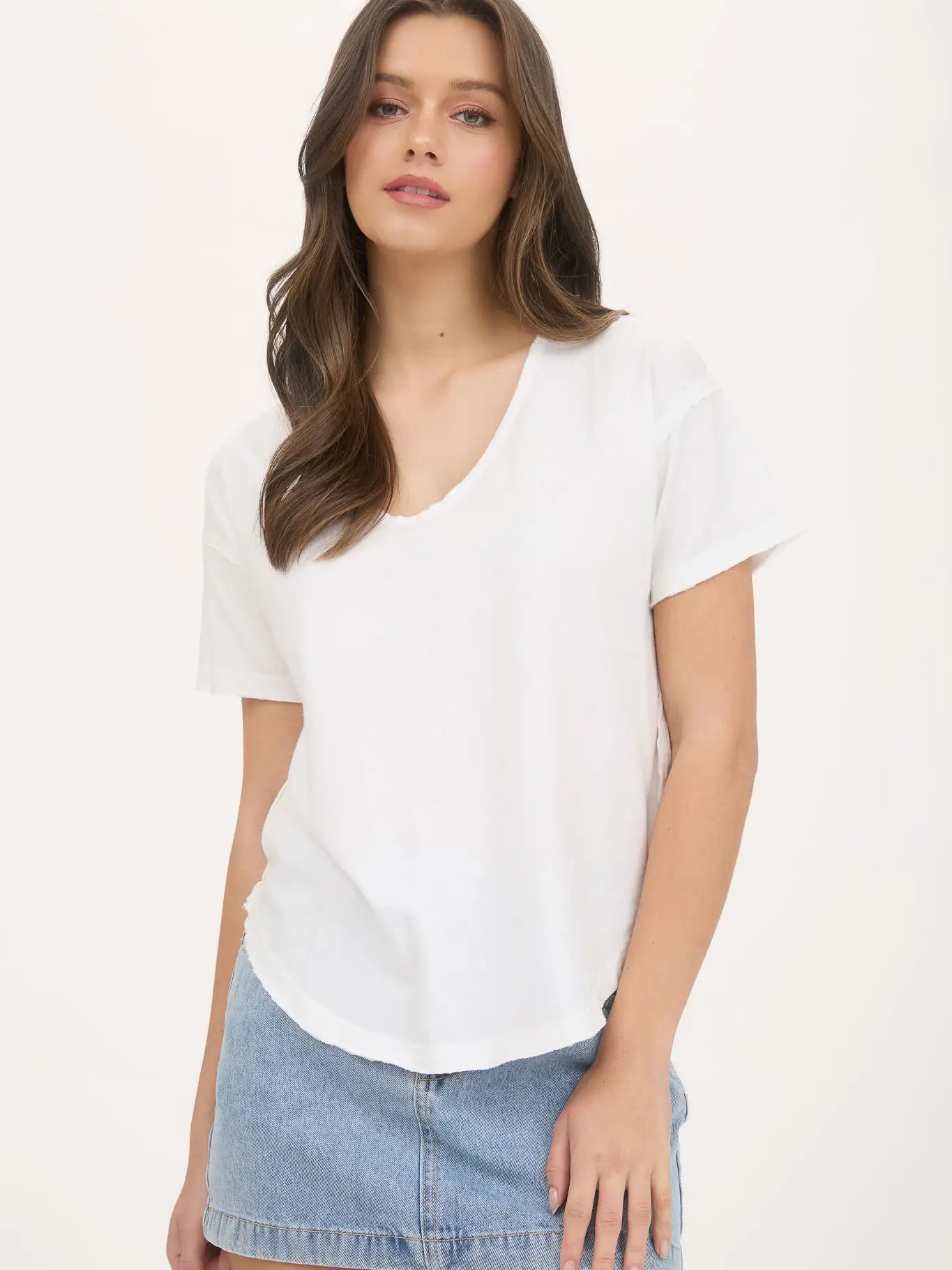 Washed Scoop Neck Tee