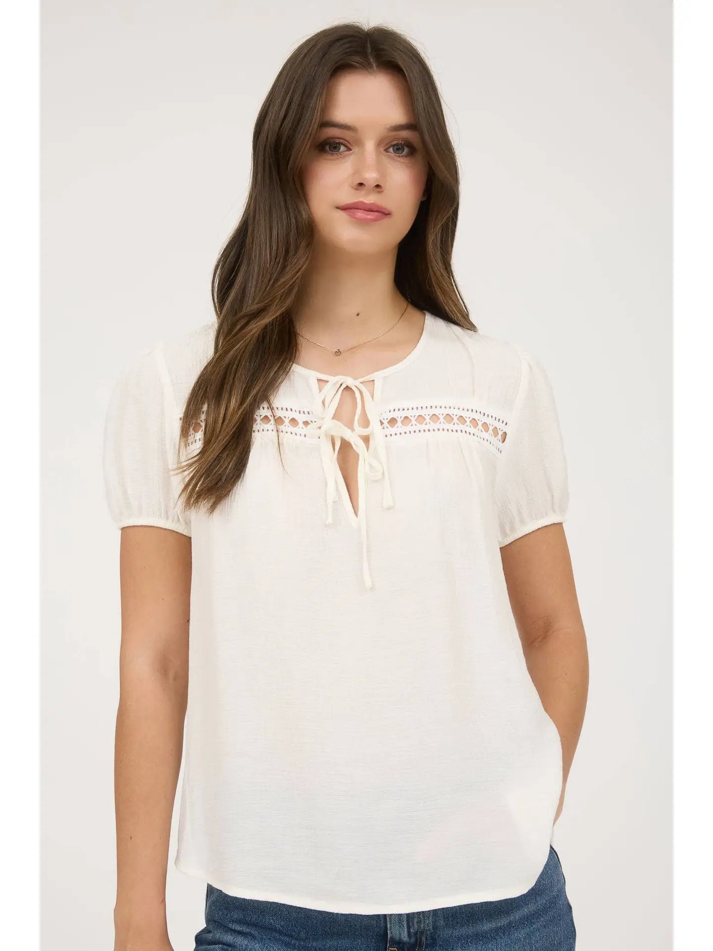 Eyelet Lace Double Tie Top