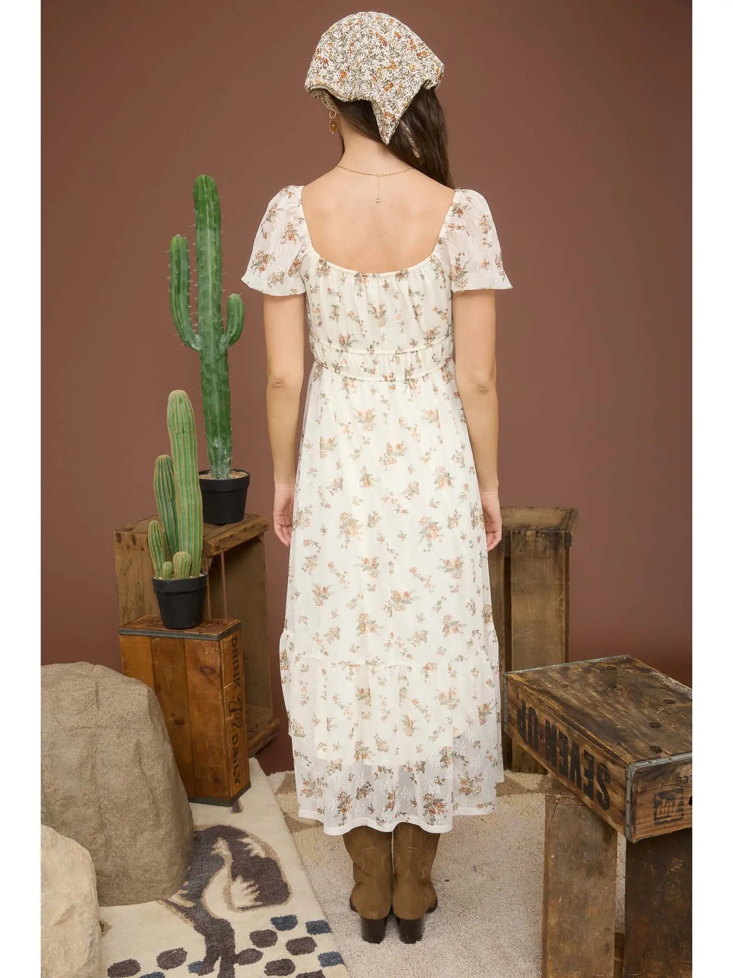 Floral Front Tie Midi Dress