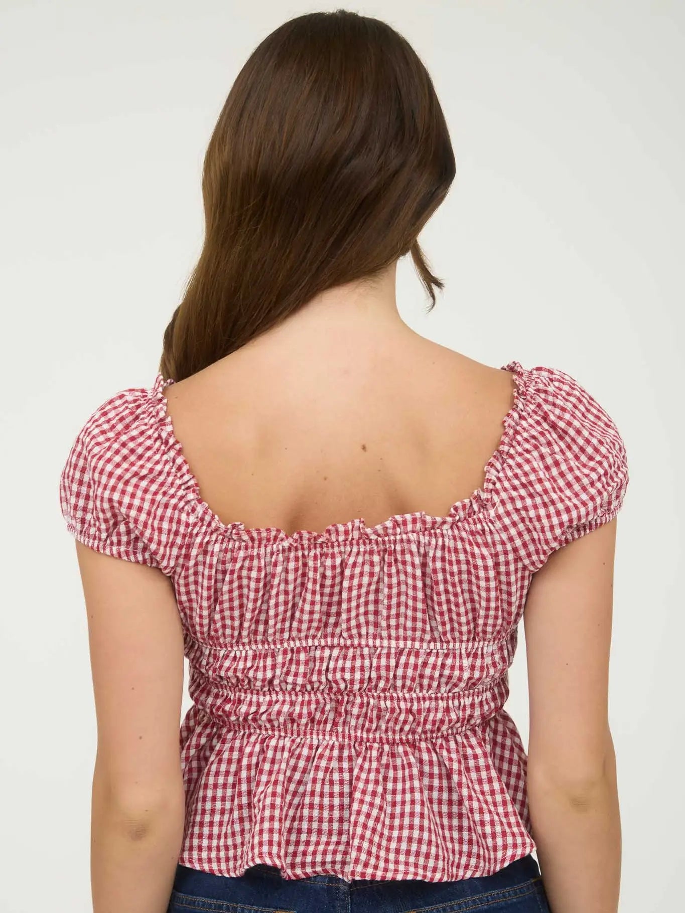 Gingham Bow Detail Top